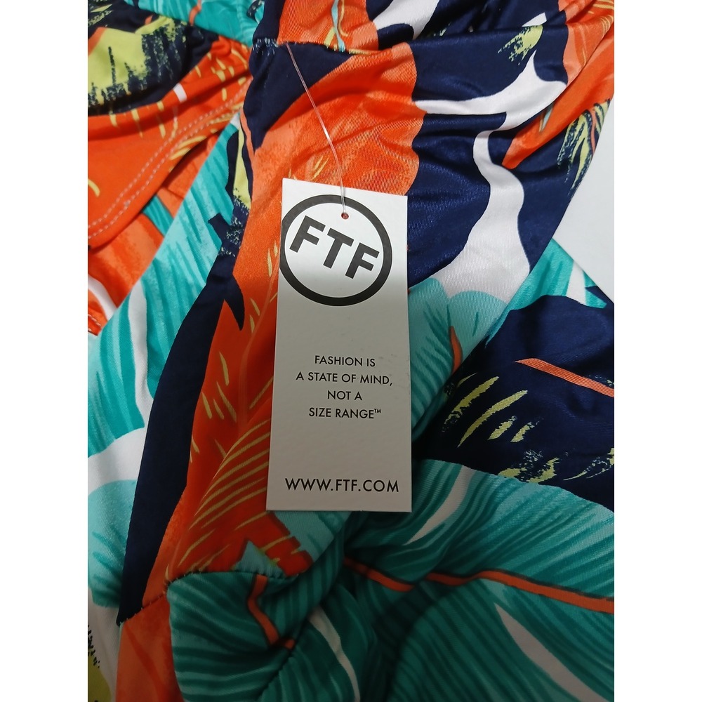 Fashion to Figure Off Shoulder Tropical Maxi Dress with Bodysuit Size 1 Orange - Picture 10 of 13